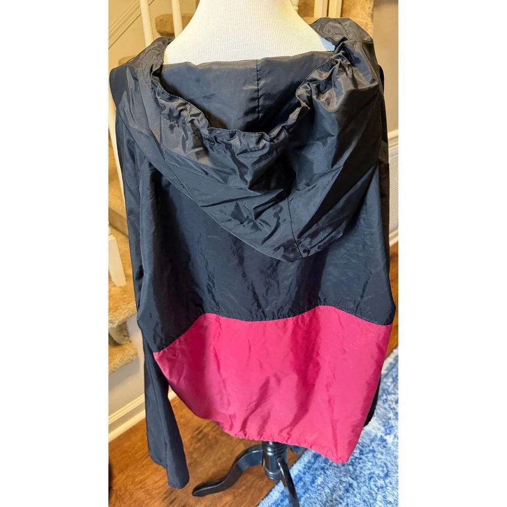 Harbortec Sport Mens Colorblock Windbreaker Anorak Jacket Black Burgandy L/XL
